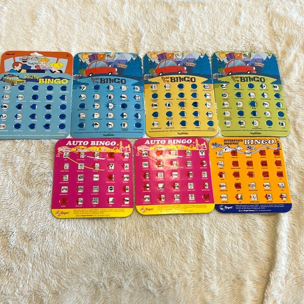 7 Road auto car trip bingo cards